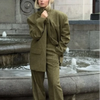 Women's Casual Versatile Office Formal Outfits Elegant Soft Shoulder Pad Blazer All Season Simple Commuter Straight Pants