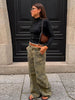 Printed Curved Wide Leg Denim Jeans High Waist Seam Detail Casual Women All-match Long Pants Autumn Chic Outfits