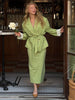 Lapel Collar Tie Waist Women Blazer With Midi Pencil Skirt Two Piece Set High Waist Slim Fit Minimalist Elegant Office Outfit