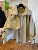 American Vintage Long Sleeve Hooded Trench Women Casual Wide-Waisted Zipper Utility Style Coat Button Patchwork Autumn