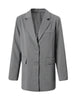 Tide Designer Back Button Blazer For Women Gray Notched Long Sleeve Female Coat Spring Clothing