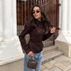 Solid Color Jacquard Glossy Satin Tops Women Chic Stand Collar Single Breasted Slim Fit Short Coats Lady Daily Outwear