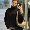 Women's Autumn Winter Stand Collar Thick Jackets Autumn Female Single Breasted Loose Long Sleeve Coats Lady Short Outwear