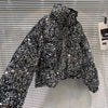 Winter Heavy Industry Colorful Sequin Stand Collar Warm Jacket For Women Cotton-padded Coat 11A07258