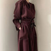 Spring Autumn Single Breasted Women's Shirt Dresses Sashes Stand Collar Korean Casual Straight Dress Female