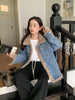 Add Velvet Padded Warm Denim Jacket Female Winter Long Sleeve Short Coat Lamb Cashmere Cotton-padded Jacket Female