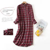 Long Sleeve Sleeping Shirt Nightwear Dress for Woman Plaid Multi Colors Plus Size Shirt Nightdress Cardigan Nighty for Ladies
