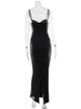 Lace Patchwork Camisoles Solid Split Women Dresses Hip Wrap Sheath Chic Party Outfits Sexy Club Female