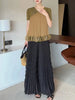 Pleated Elastic Waist Women's Wide Leg Pants Chic Elegant Design Handmade Pleated Stretch Loose Long Pants 2DB3646