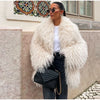 Faux Fur Coat Women Loose Lapel Full Sleeve Fluffy Short Overcoat Autumn Winter Street Lady Furry Warm Overcoat