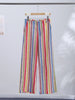 Colorful Striped Wide Leg Trousers Women Bohemian High Waist Multi-color Panelled Slim Straight Pants Lady Beachwear
