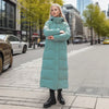 Cotton Coat Long Parka Coat Jacket Women Autumn Winter Thick Warm Coats Woven Block Hooded White Down Parkas