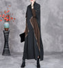 Woman Autumn Mock Neck Loose Long Sleeves Dress Chinese Style Contrast Batwing Sleeve Casual Dress
