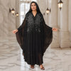 Eid Muslim Dress for Women Bat Sleeve Abaya Diamond Flower Party Dresses Kaftan Cardigan Chiffon Long Robe Lady