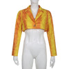 Women Serpentine Button Up Side Split A-line Mini Skirt Suit and Blazer Top Two 2 Piece Set Outfits Autumn Clothing