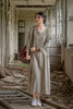 Vintage Women Ramie Cotton Dresses V-Neck Long Sleeve Spring Robes Loose Chinese Style Tie-dye A-Line Dress