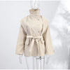 Oversized Tie-Waist Cropped Trench Coat Drop Shoulder Autumn Women Modern Edgy Outerwear Chic Lady Streetwear Coat