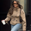 Women's Trench Coat Khaki Short Stand Collar Double Breasted Long Sleeve Jacket 2026Spring Autumn Lady Casual Street Outwear