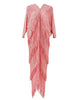 High End Pleated Maxi Dress Women V Neck Batwing Sleeves Stitching Color Tassel Elegant Dresses Ladies Clothes 2DA1641