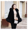 Black Fur Coat Women's Winter Shawl Cape Style Short Imitation Fox Fur Thick Hooded Windbreaker Female Warm Faux Fur Cloak