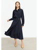 Minimalist French Long-sleeve Shirt Dress for Women Autumn A-line Office Lady Solid Midi Dresses Vestidos 12343290