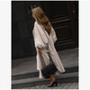Women's Brown Stand Up Collar Long Long Trench Coat Lantern Sleeve Side Slit Loose Windbreaker Spring Autumn Coat