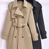 Women's Trench Coats Spring Autumn Mid-length Slim Outerwear Double-breasted Belt Long Sleeves Windbreaker