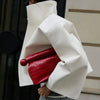 Women Cropped PU Leather Jackets Chic Stand Collar Wide Flare Sleeve Asymmetrical Wrap Open Front Coat Autumn Loose Jacket