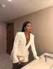Strong Shoulder Blazer Dress for Women Winter Belted Waist Dress Draped Hem Business Evening Dress Party