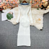 Brand Autumn Knitted Long Dress Women Y2K Embroidery Long Sleeve Bodycon Sweater Dress Streetwear Robe