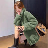 Women Winter Warm Double Coral Fleece Overcoat Solid Soft Plush Stand Collar Coats Ladies Long Sleeved Zipper Outerwears
