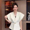 Women's Vest Coat Spring Autumn V-neck Solid Color Ladies Vest Jacket Slim Korean Version Elegant Lady Waistcoat