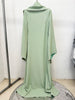 High Street Designer Party vestido Women's Flare Sleeve Scarf Pearls Beaded Maxi Long Dress