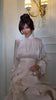 Early Autumn Turtleneck Lantern Sleeves Shinny Ruffles Pullover Floor Length Vacation Dress High Waist Female Vestido