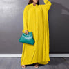 Autumn and Winter Women's Loose Round Neck Single Breasted Pleated Temperament Obese Women's Long Sleeved Dress