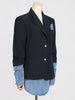 gestring Women Blazer Autumn Denim Stitched Single Breasted Ladies Black Blazer Coat Women's Long Suit Jacket