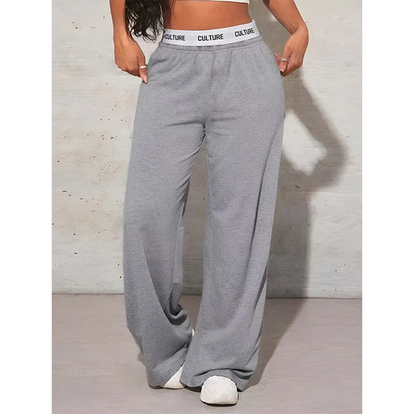 Women's Pants High Waist Webbing Loose Women's Wide Leg Pants Solid Colour Casual Female Pants Autumn Daily Wear
