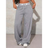Women's Pants High Waist Webbing Loose Women's Wide Leg Pants Solid Colour Casual Female Pants Autumn Daily Wear