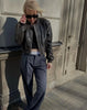 Women's vintage imitation leather bomber jacket coat top women's style