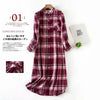 Long Sleeve Sleeping Shirt Nightwear Dress for Woman Plaid Multi Colors Plus Size Shirt Nightdress Cardigan Nighty for Ladies