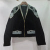 Women's Coat Patchwork Zipper Denim Velvet Beading Long Sleeve Loose Vintage Jackets Autumn 29A3480