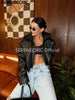 Women's Black Faux Leather Cropped Moto Jacket Asymmetric Zip PU Biker Coat Female Autumn Vintage Punk Outerwear