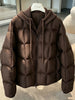 Women Parkas Knitted Hooded Puff Cotton-padded Jacket Fake Two Pieces Loose Warm Thicke Cotton Coat Female Outerwear Overcoat