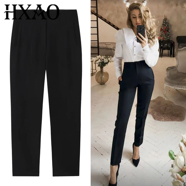 balck Flared Pants women's pants elegant Urban High Waist slim Tailoring pants for woman Office Wear Woman Trousers