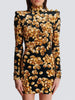 High Street Fall Winter Designer Vestido Women's Long Sleeve Grape Printed Velvet Dress