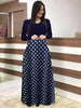 Polka Dot Print Medium Stretch Maxi Dress, Women's Plus High Waist Elegant Long Dress