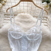 Woman Sexy Strap Mini Dress Woman Vintage Hollow Out Chic Mesh Slim Dress Lace Floral Design Comfortable