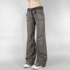 Retro Lace-up Low Rise Pants Streetwear Patchwork Loose Casual for Women Harajuku Straight Trousers Korean