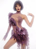 Women Sexy Mesh See Through Diamonds One Shoulder Bodycon Dress Birthday Evening Party Costume Bar Nightclub Stage Outfit