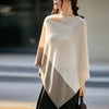 Women 100% Merino Wool Cloak Pullover Shawl Grace Simple Style Office Lady Mid Long Contrasting Cloak Autumn Winter Cashmere Top